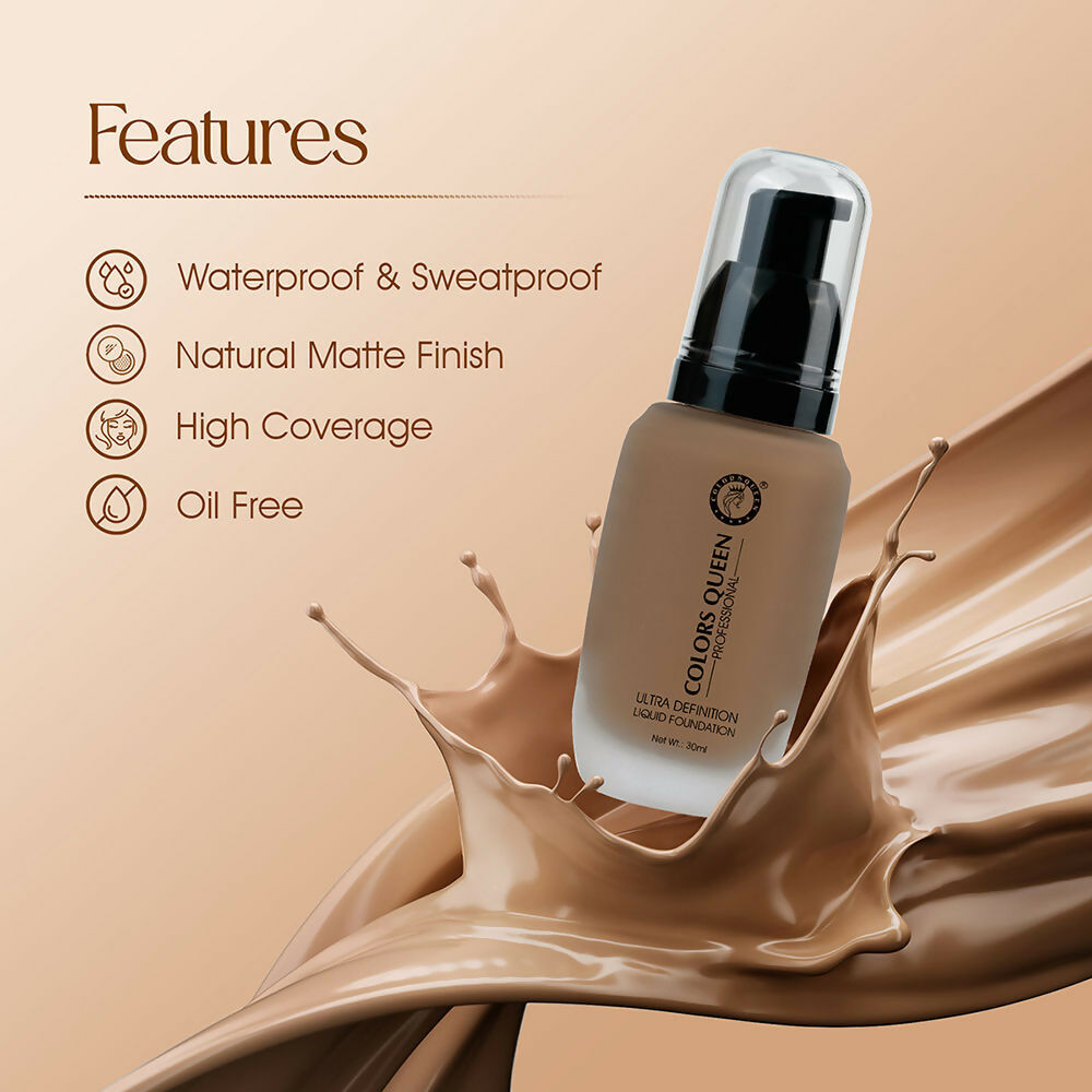 Colors Queen Ultra Definition Liquid Foundation - Caramel | Swadesiicart