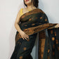 Exclusive Collection Beautiful Black Cotton Silk Woven Handloom Saree With Running Blouse Piece - Swadesiicart