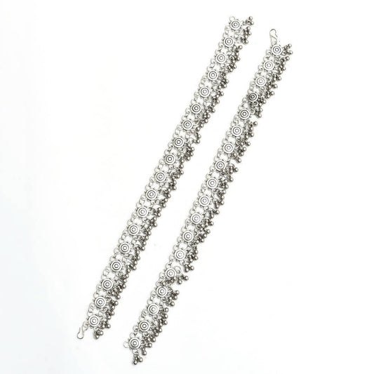 Mominos Fashion Kamal Johar Oxidised Silver Anklets For Bridal Wear | Swadesiicart