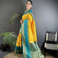 Joban Fashion Yellow Banarasi Soft Silk Woven Saree | Swadesiicart