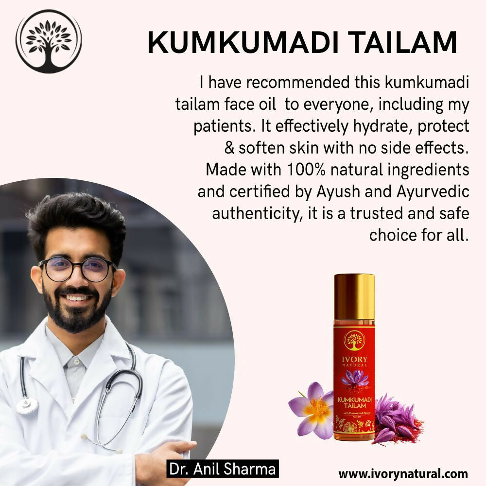 Ivory Natural Kumkumadi Tailam Face Oil - Saffron And Lotus Essence For Skin Revitalization | Swadesiicart