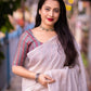 Grey Linen Sequence Saree with Unstitched Blouse - Hiral Fashion | Swadesiicart