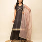 FIORRA Women's Black Lurex Cotton Straight Kurta Pant With Dupatta - Swadesiicart