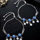 VOJ Set Of 2 Silver Plated Evil Eye Handcrafted Anklets - Swadesiicart