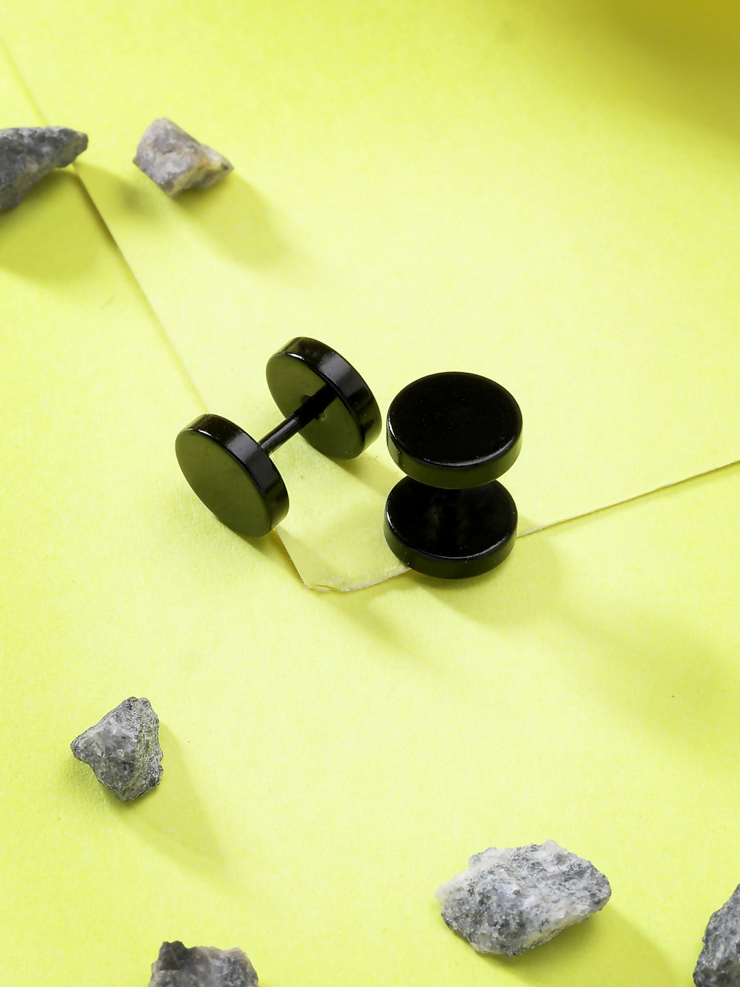 NVR Men's Black Rhodium-Plated Metal Studs Earring - NR Retail-NVR