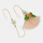 NVR Women & Men Set of 2 Peach Floral Design Pearl Beaded Bhaiya Bhabi Rakhi With Roli Chawal & Chocolate | Swadesiicart