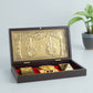 Golden Peacock Brown & Gold-Toned 24 Ct Gold Foil Laxmi And Ganesh Pooja Box