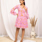 FIORRA Women's Light Pink Georgette Floral Printed Western Dress - Swadesiicart