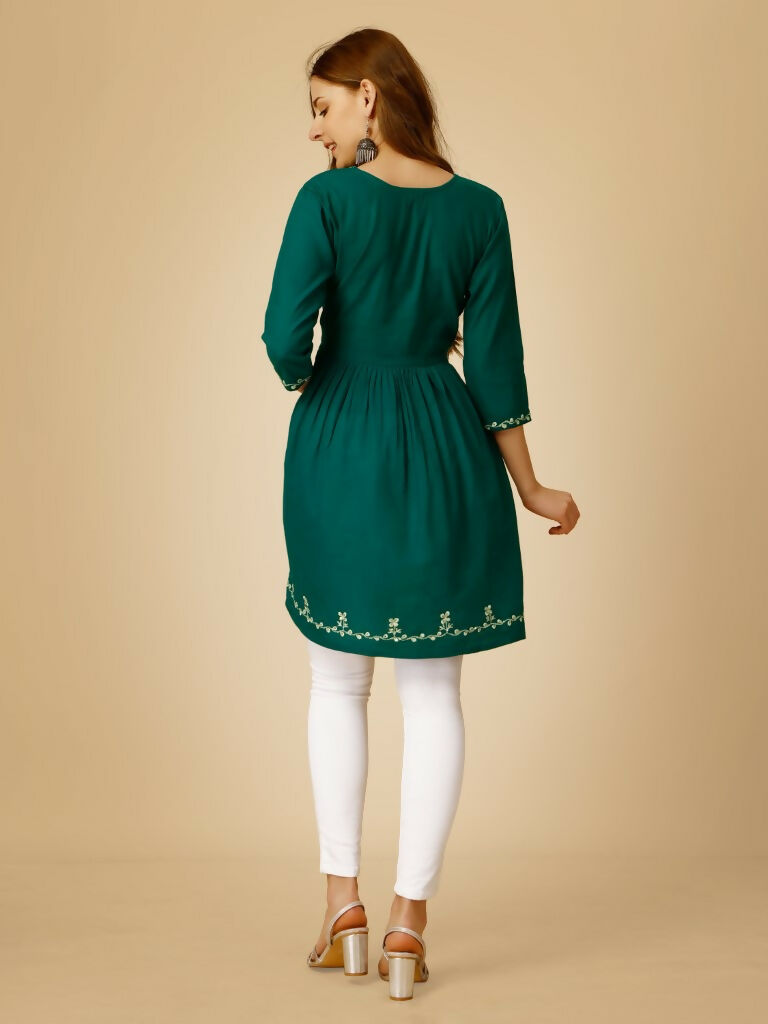 Jyoti Fashion Women's Rama Viscose Rayon Embroidered Casual Top | Swadesiicart