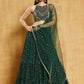 Jyoti Fashion Bottle Green Sequence Embroidery Georgette Designer Lehenga Choli with Dupatta | Swadesiicart
