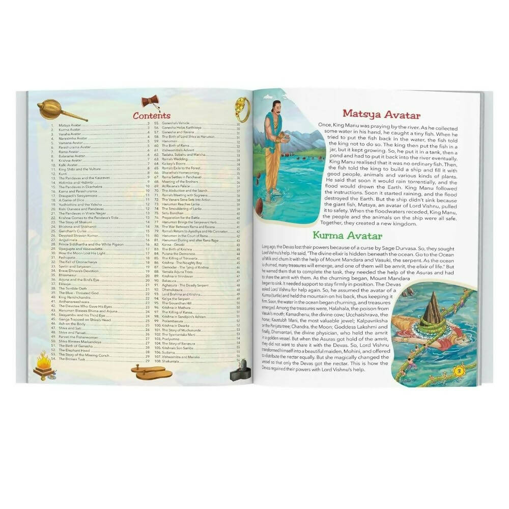 108 Indian Mythology Stories (Illustrated) - Story Book For Kids - Swadesiicart
