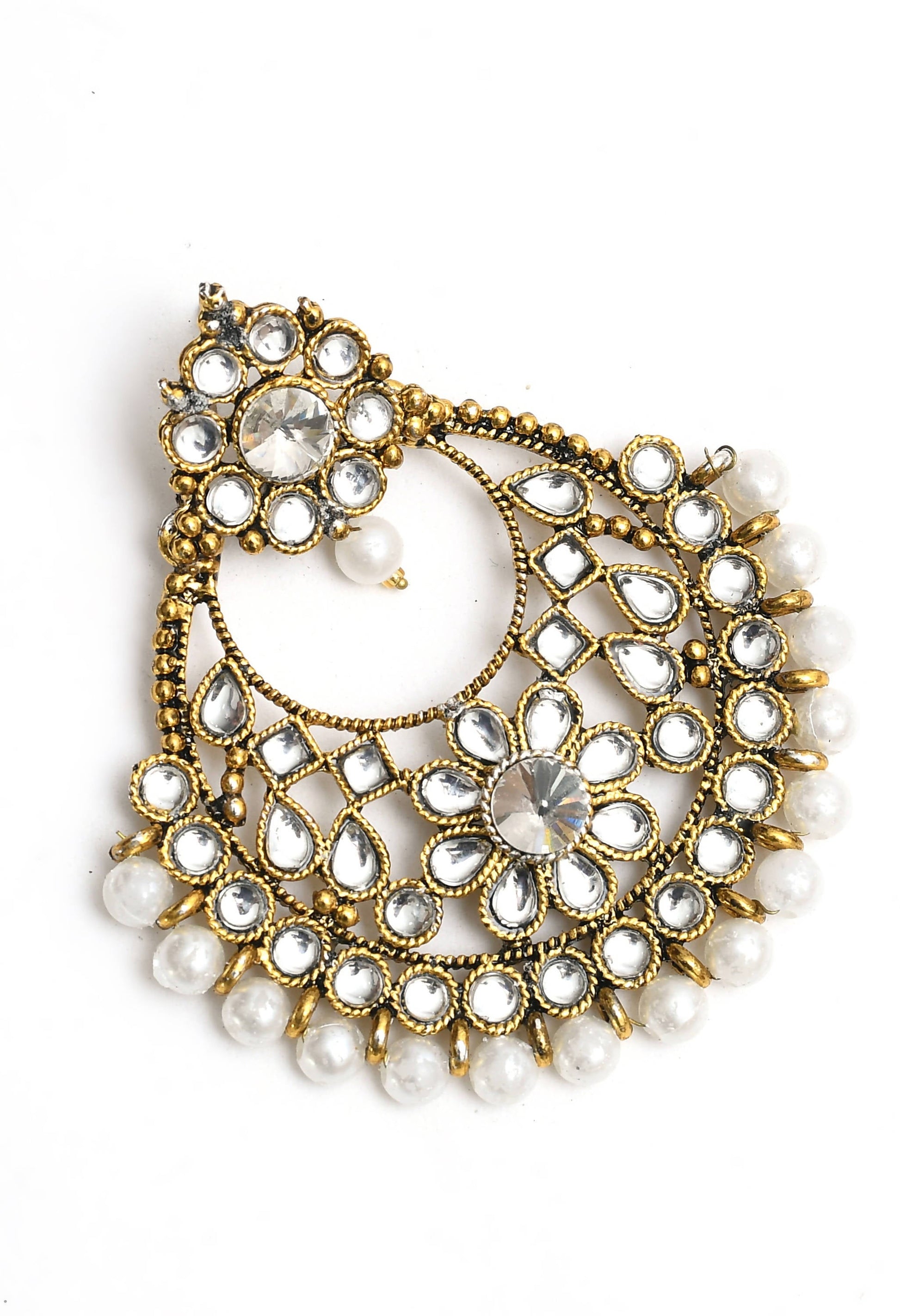 Mominos Fashion Johar Kamal Beautiful Golden And White Beaded Earrings - Swadesiicart