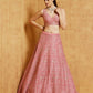 Jyoti Fashion Peach Cording Dori with Zari Thread Sequence Embroidery Malai Satin Silk Lehenga Choli with Dupatta | Swadesiicart