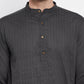Even Apparels Grey Pure Cotton Men's Kurta With Band Collar | Swadesiicart