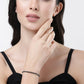 NVR Women Silver-Toned Black Brass Rhodium-Plated Link Bracelet - Swadesiicart
