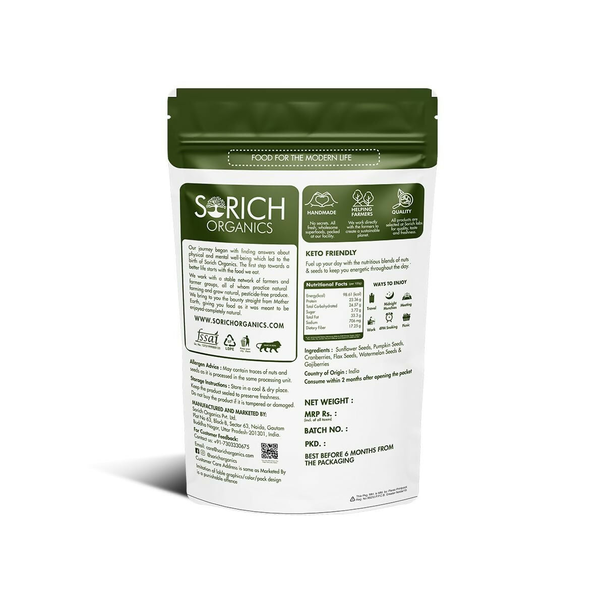 Sorich Organics Keto Mix Seeds and Berries - Swadesiicart