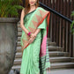 Beatitude Green Cotton Temple Border Handloom Saree