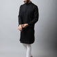 Even Apparels Black Color Pure Cotton Men's Kurta With Band Collar (STR1188) | Swadesiicart