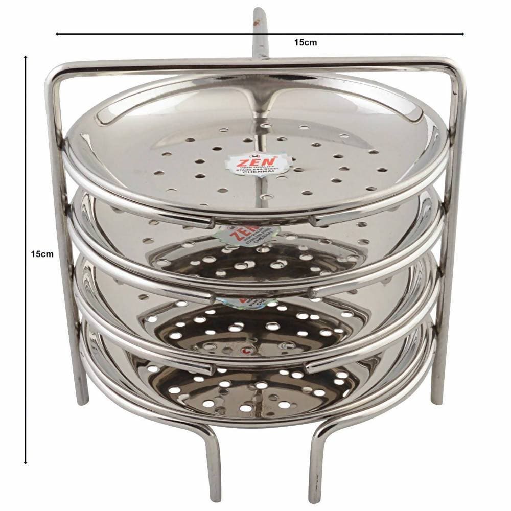 Jain Stainless Steel Small Idiappam Stand - 4 Plates - Swadesiicart