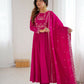 Joban Fashion Dark Pink Kurta Set Chanderi Sequence Embroidery Work - Swadesiicart