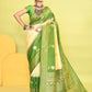 Joban Fashion Light Yellow & Parrot Green Plain With Weaving Border Banarasi Silk Sarees | Swadesiicart
