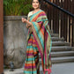 Beatitude Multicolor Cotton Stripes Golden Zari Saree