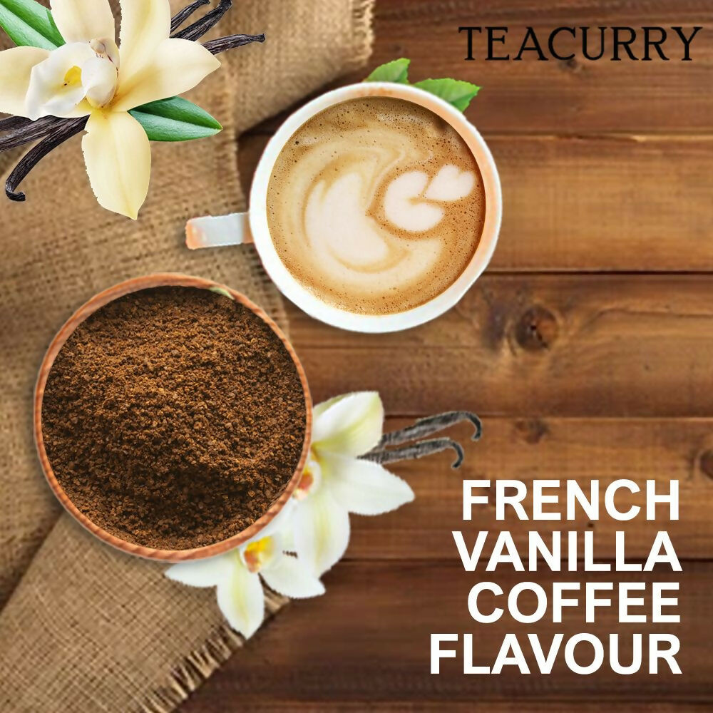 Teacurry French Vanilla Instant Coffee Powder - Arabica Freeze Dried Coffee for Instant Hot & Cold Coffee - Swadesiicart