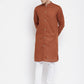 Even Apparels Brown Pure Cotton Men's Sherwani Kurta With Open Front | Swadesiicart