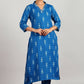 Aavyora Women's Blue Ikat Printed Ethnic Co-ord Set - Swadesiicart