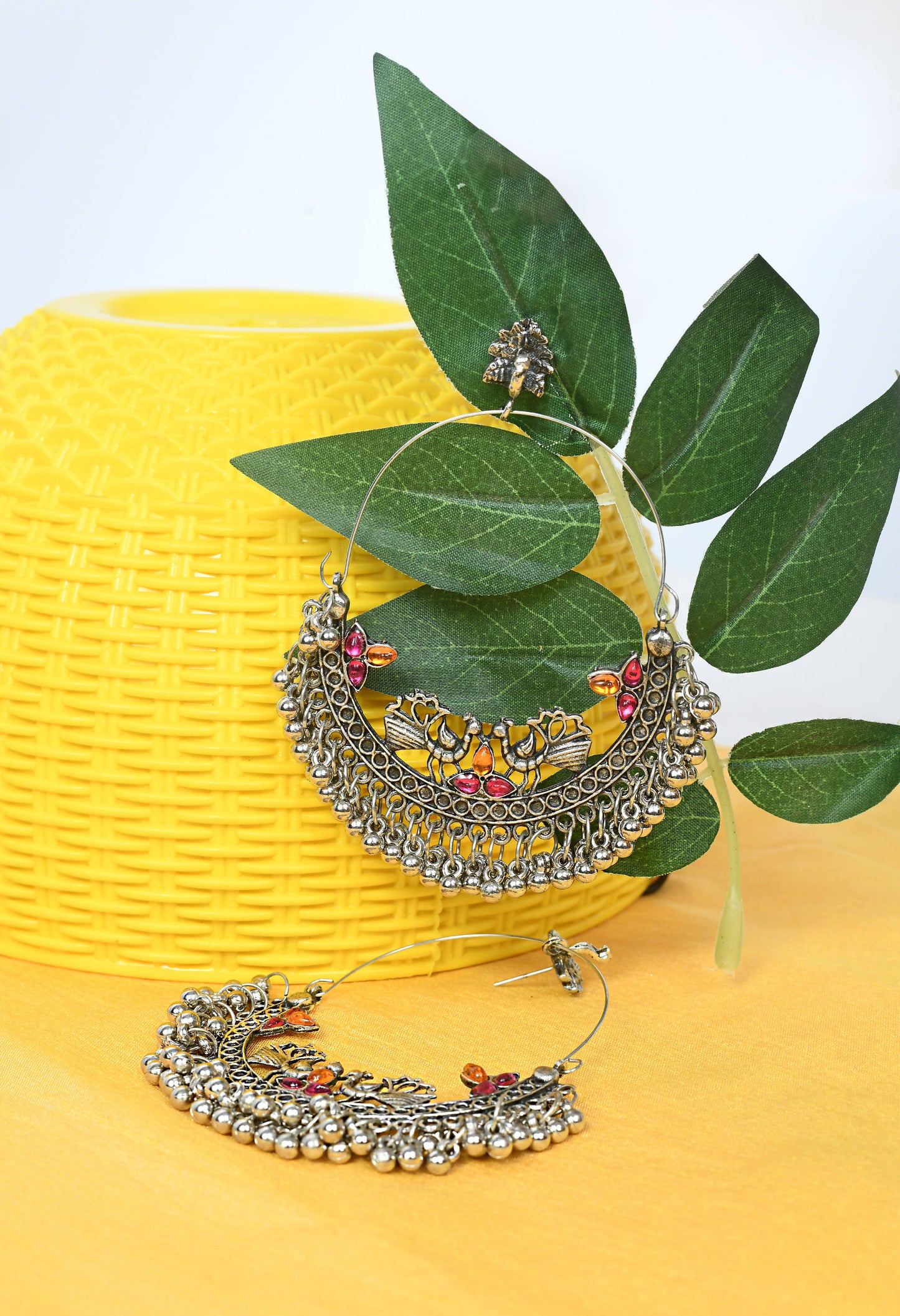 Mominos Fashion Johar Kamal Peacock Design Chandbali Earrings - Swadesiicart
