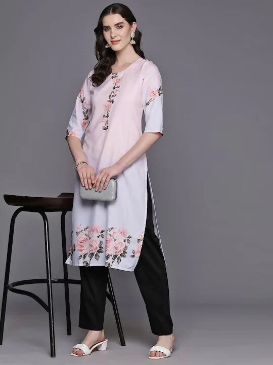 Ahalyaa Women's Traditional wear Kurta - Pink | Swadesiicart