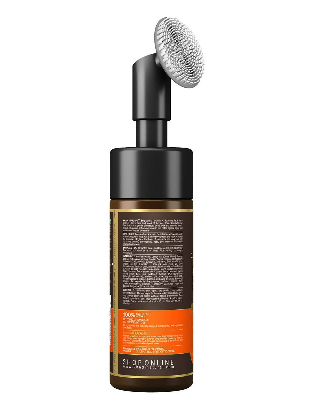 Khadi Natural Vitamin C Foaming Face Wash with In- Built Face Brush - Swadesiicart