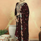Jyoti Fashion Women's Maroon Velvet Cording with Resham Thread & Sequin Kurta with Trouser & Dupatta | Swadesiicart