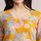 Aavyora Women Yellow Floral Printed Kurta with Striped Pants & Dupatta Set - Swadesiicart