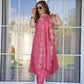 The52 Peach Women's Viscose Zari Chanderi Fabric Embroidered Work Straight Kurta, Pant and Dupatta Set - Swadesiicart