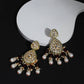 Gold-Toned White Kundan Contemporary Gold-Polished Jhumkas Earrings - Ruby Raang | Swadesiicart