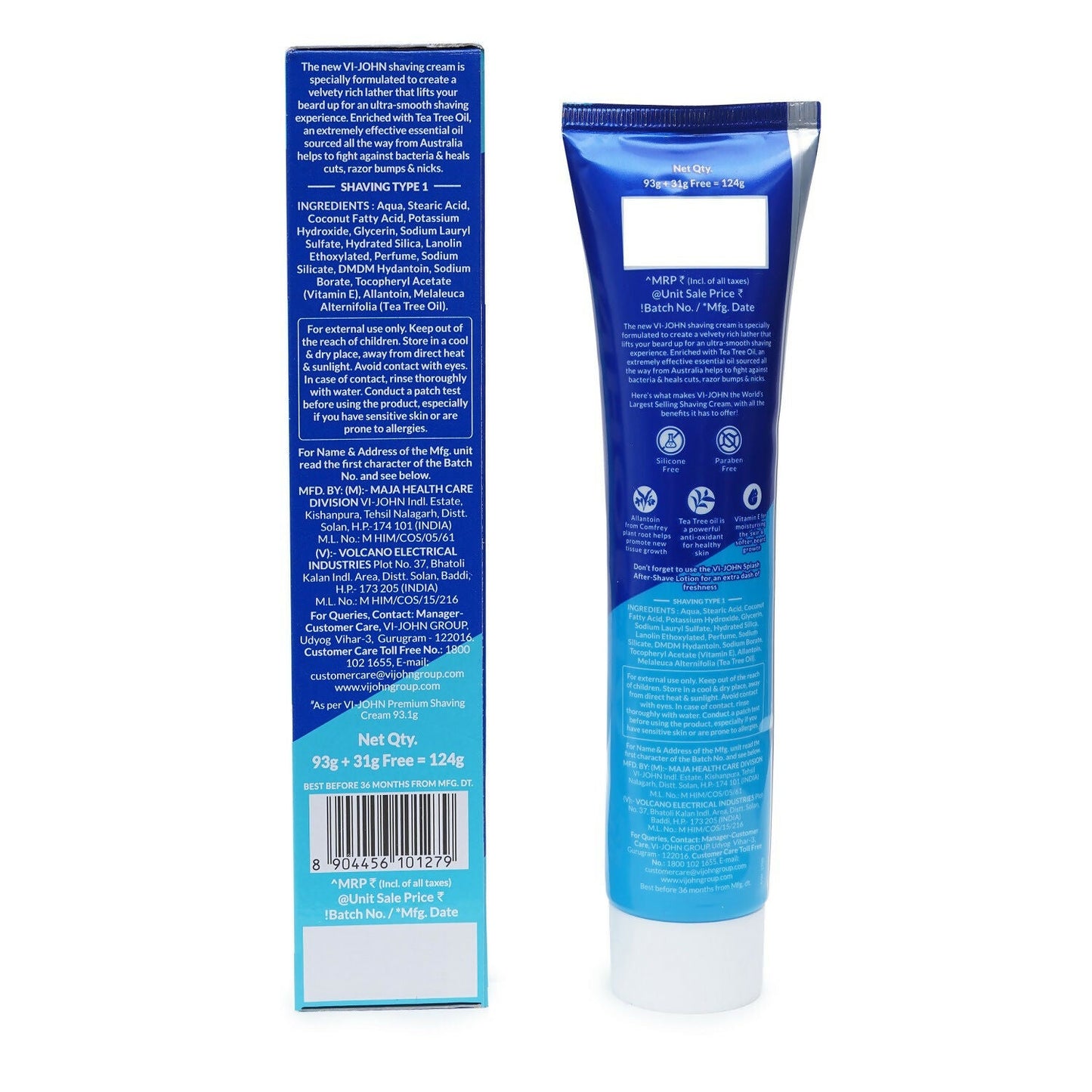 VI-JOHN Dermatologically Tested Vitamin-E enriched Anti Bacterial All Skin Type Shaving Cream | Swadesiicart