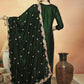 Jyoti Fashion Women's Green Velvet Cording with Resham Thread & Sequin Kurta with Trouser & Dupatta | Swadesiicart