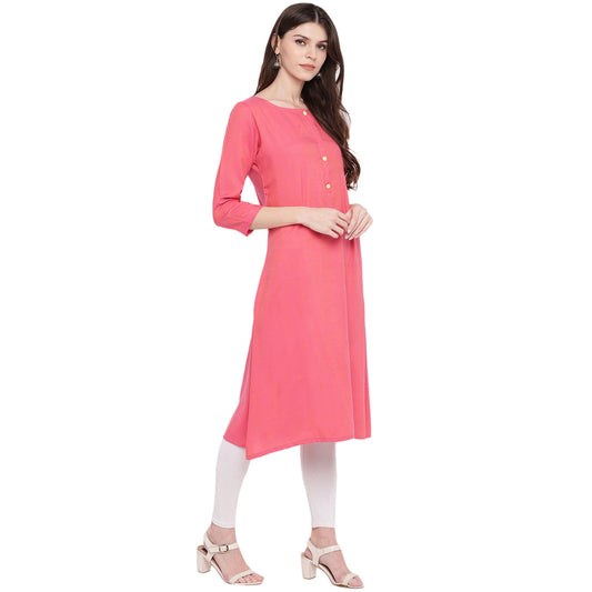 NOZ2TOZ Women's Light Pink A-Line Kurta- (1pc set) - Swadesiicart