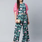 Ahalyaa Women's Dark Green Crepe Printed Jumpsuit | Swadesiicart