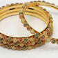NVR Women's Set of 4 Gold-Polished Beads Handcrafted Traditional Bangles - Swadesiicart