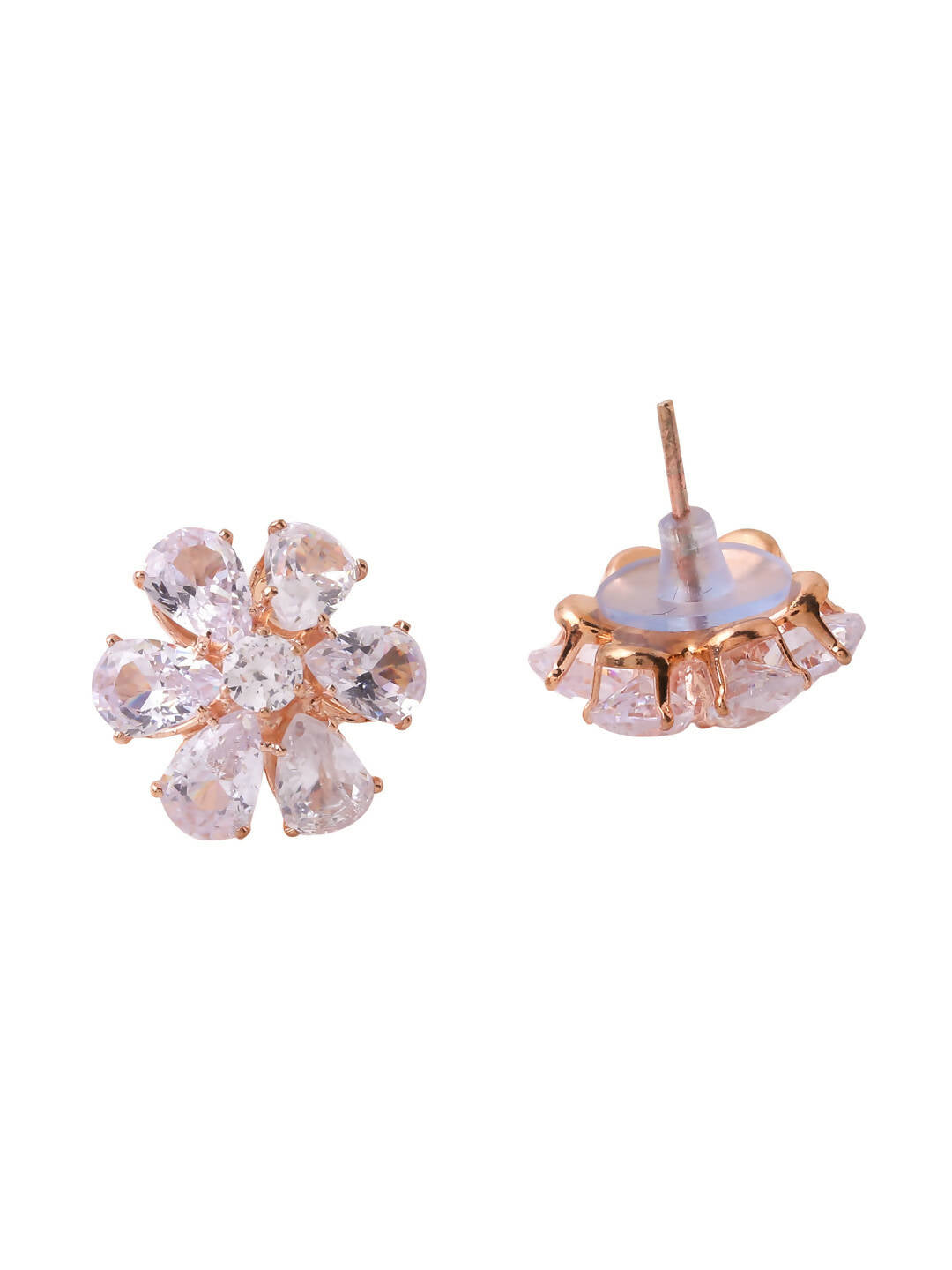 NVR Women Golden Cz Studded Studs Earrings | Swadesiicart