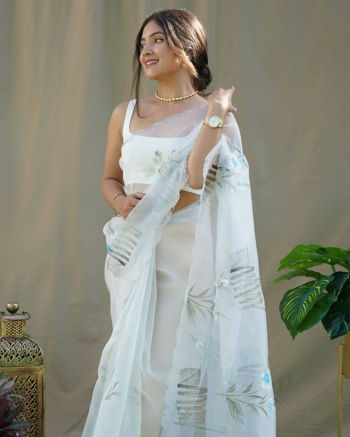 Vamsee Grey Organza Saree - Swadesiicart
