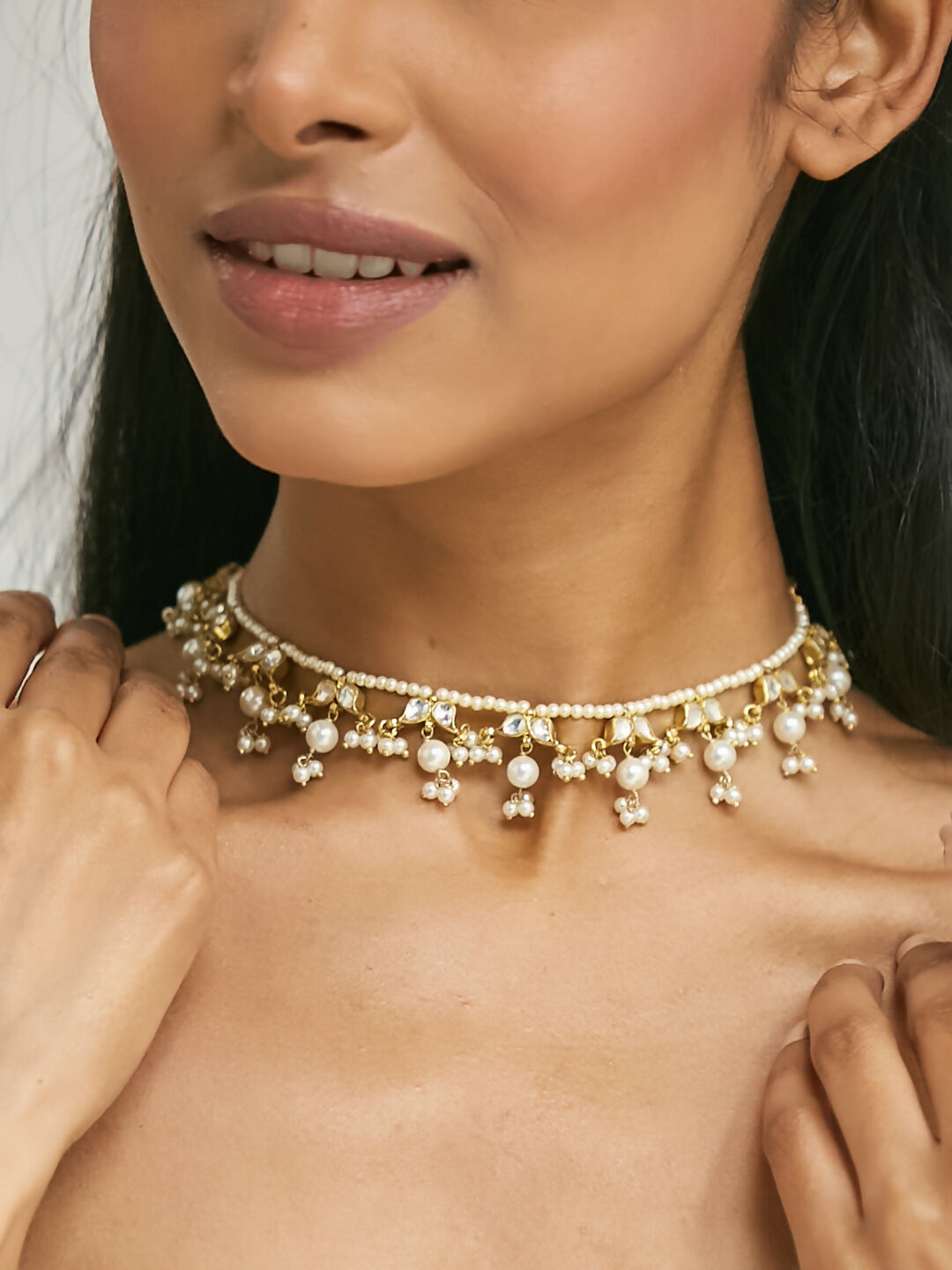 Nuyug 22K Gold-Plated Kundan & Pearl Studded Matha Patti Head Jewellery | Swadesiicart