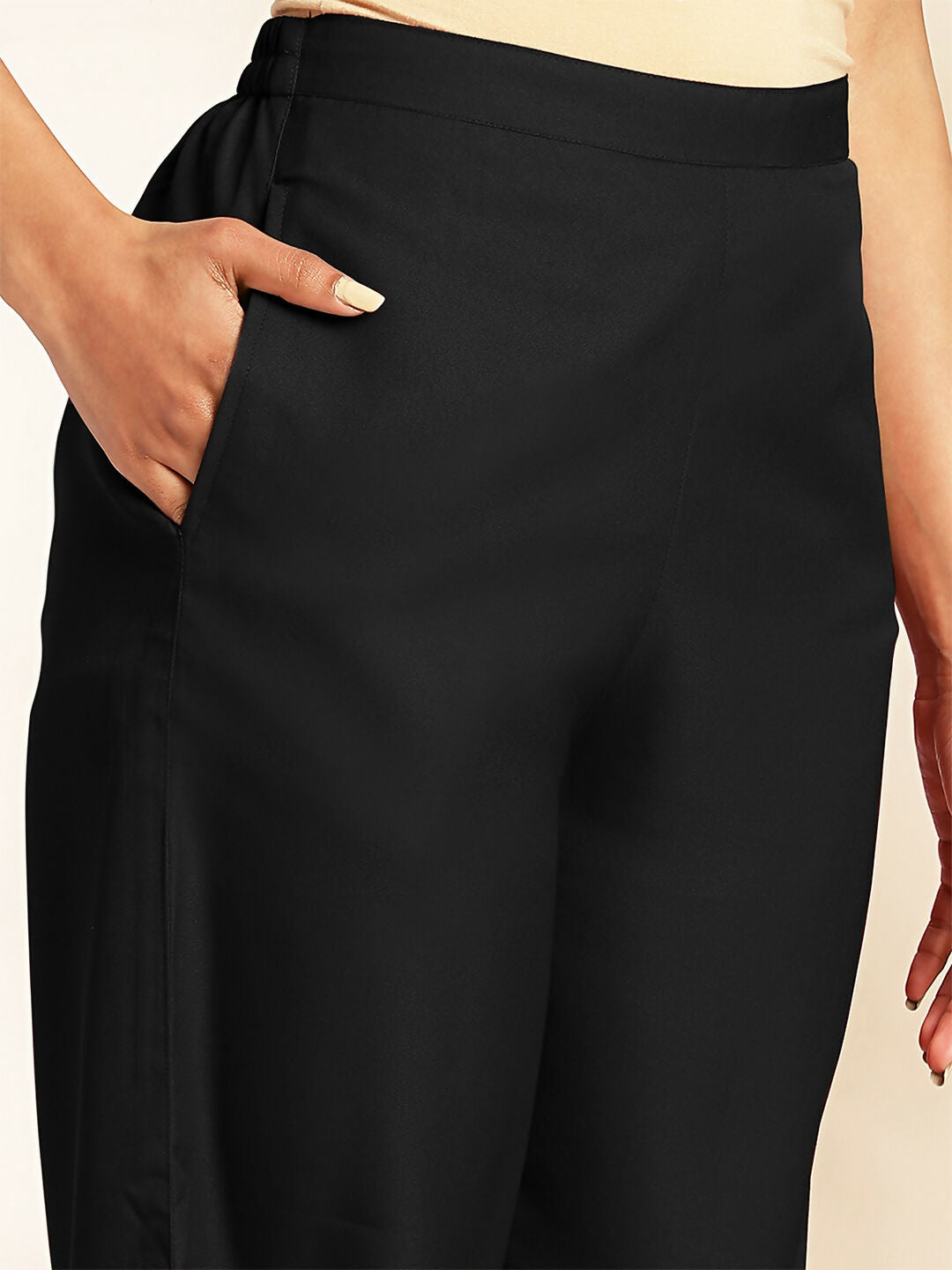 Janasya Black Crepe Solid Top,Bottom & Jacket | Swadesiicart