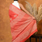 Very Much Indian Handblock Printed Cotton Saree With Natural Dyes - Orange | Swadesiicart