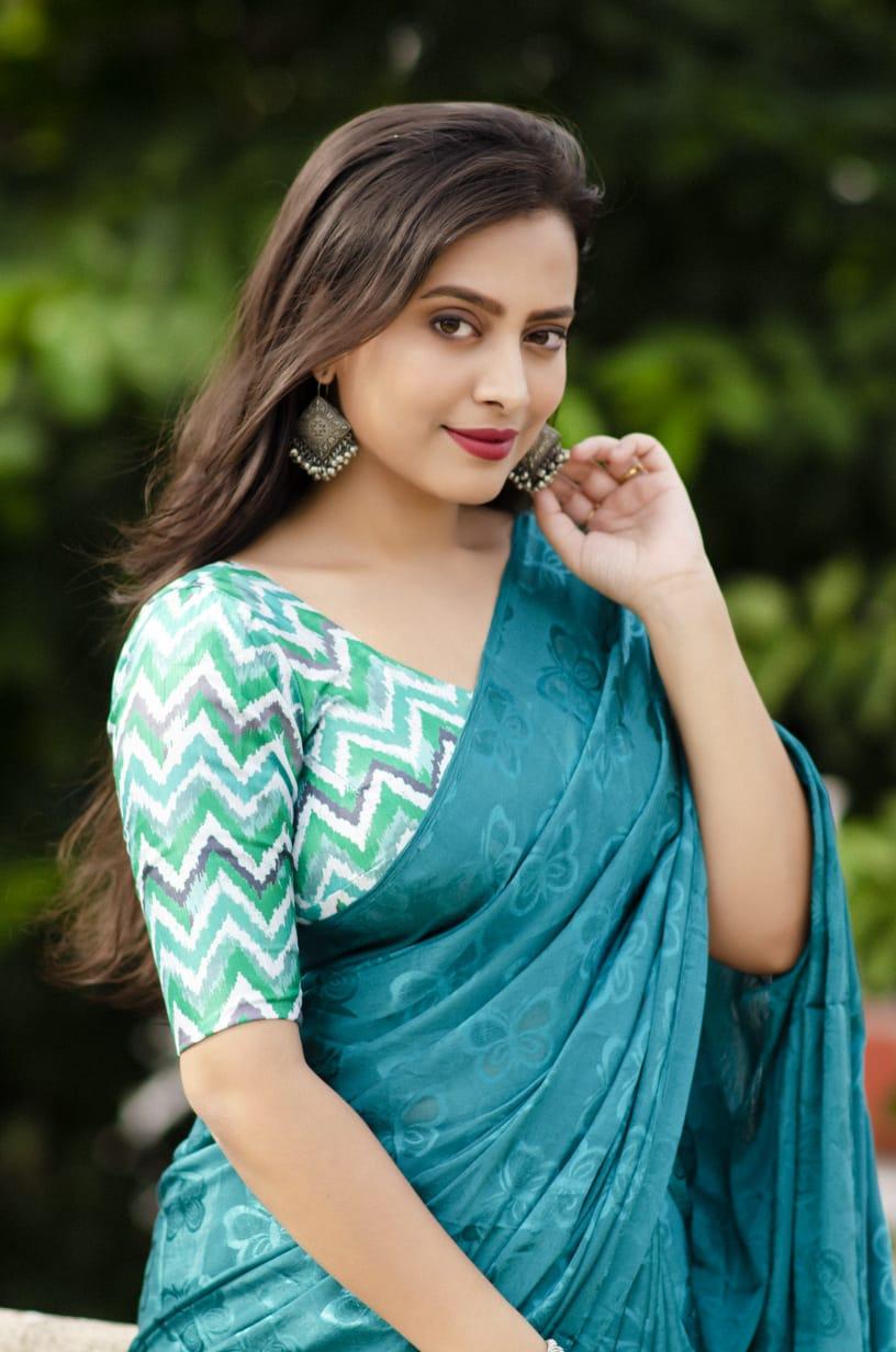 Rama Silk Blend Ethnic Motifs Saree with Unstitched Blouse - Hiral Fashion | Swadesiicart