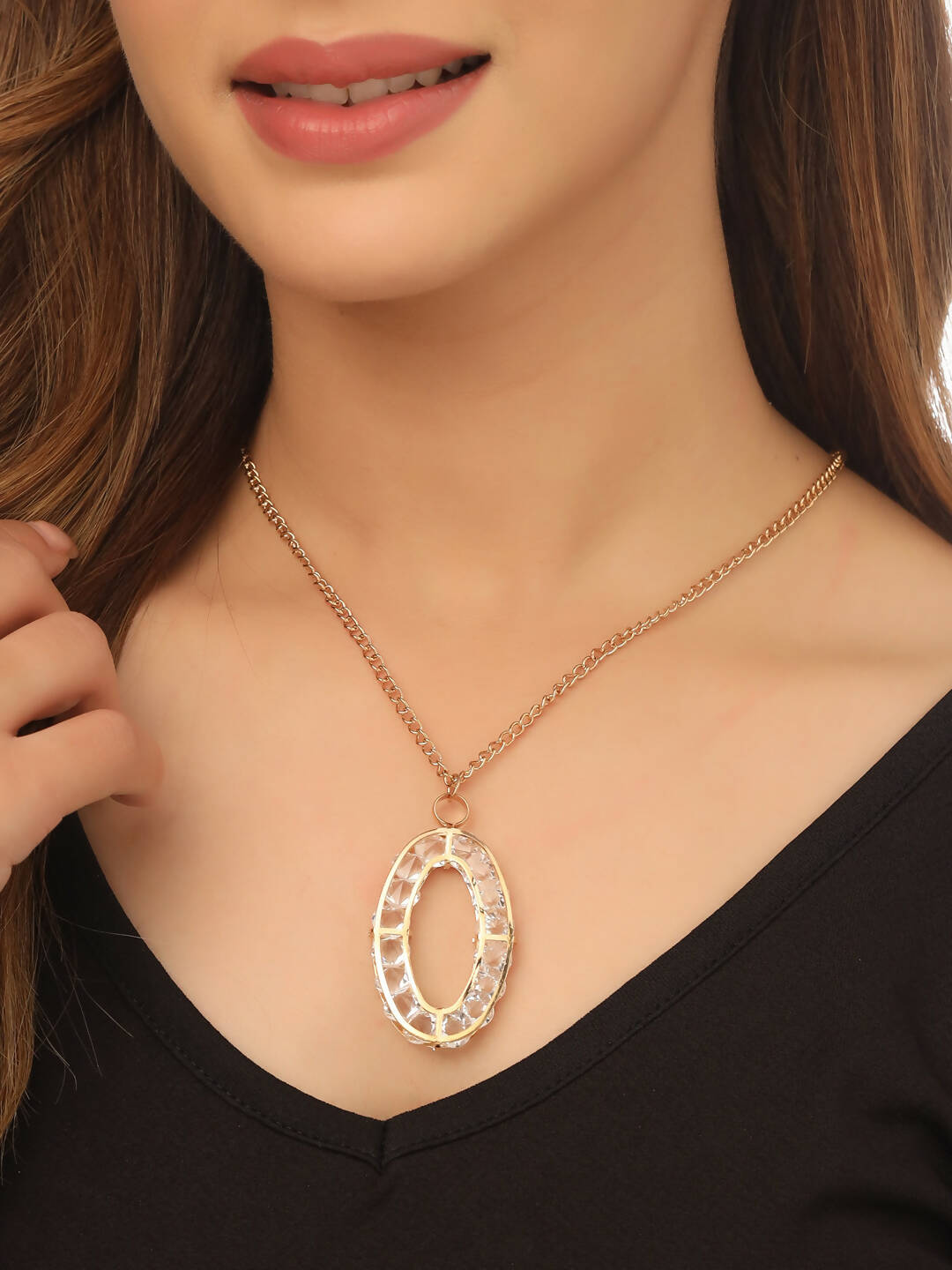NVR Women Gold-Polished Oxidised Bohemian Necklace | Swadesiicart