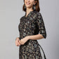 Anubhutee Navy Blue & Gold Ethnic Motifs Foil Printed Kurti | Swadesiicart