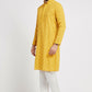 Ethnic India Yellow Men's Kurta Ethnic Motifs Cotton | Swadesiicart